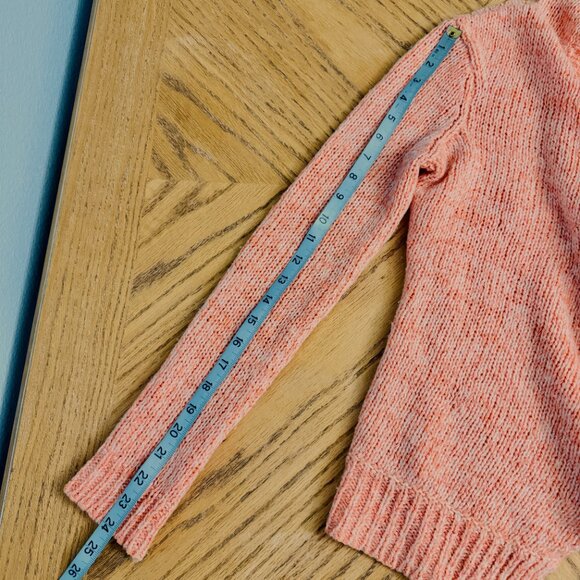 Anthropologie Moth Open Front Wrap Sweater Wool Blend Coral Long Sleeves Size SP - Picture 9 of 10